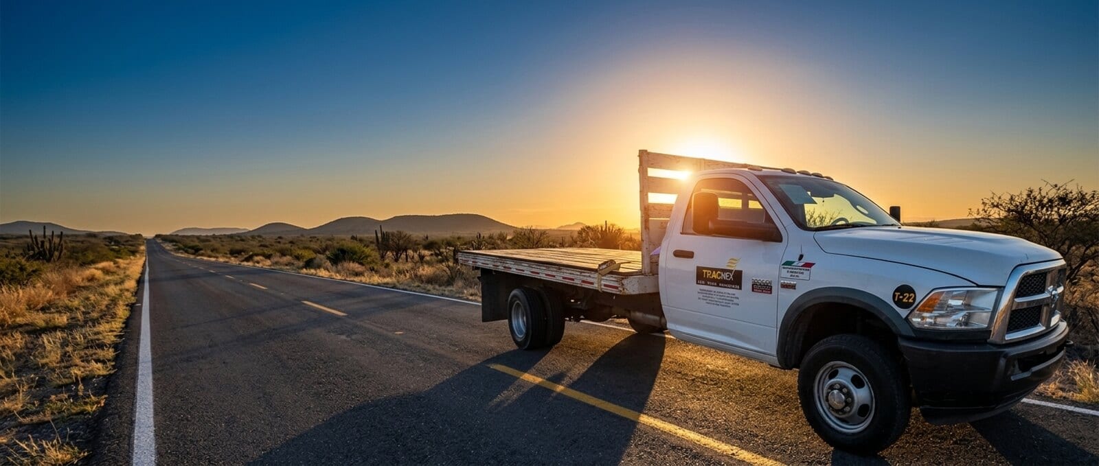 Representation of the TRACMEX 3.5 Ton Flatbed on the highway