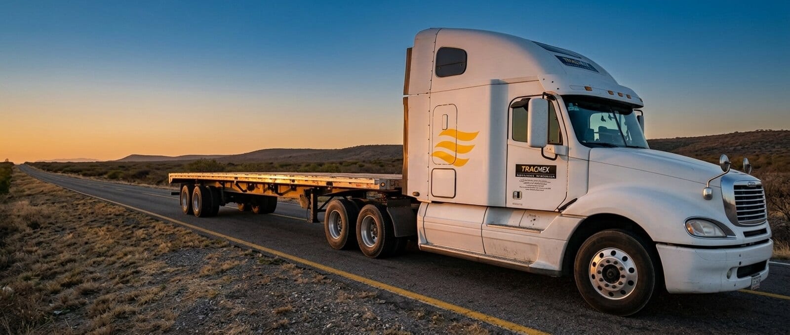 Representation of the TRACMEX Flatbed Trailer on the highway